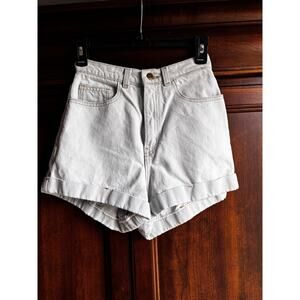 American Apparel 24 Vintage High Rise Light Wash Denim Shorts